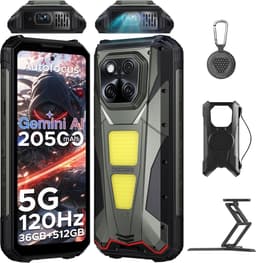 DOOGEE VMAX Play 5G VIP - Robuuste Smartphone - Robuuste Telefoon - 36GB RAM+512GB ROM - 100 LM projector - 1200 Lumen Campinglamp - 20500mAh/45W - 6,78 inch FHD+ 120Hz - 200MP AI Camera - 20MP Nachtzicht -Android 15 - IP68 - NFC - GPS - Grijs — thumbnail 1