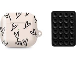 xoxo Wildhearts AirPods hoesje All Yours Beige & Zwart + Telefoonsticker Stick On Me Square Zwart – geschikt voor AirPods 4