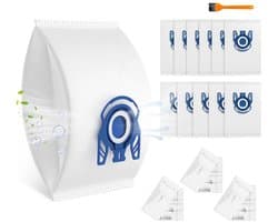 Namajunas - Geschikt voor Miele stofzuigerzakken - Stofzuigeraccessoires - Geschikt voor Miele Classic C1, Complete C1, Complete C2, Complete C3, S227 S240, S270, S400, S2, S5, S8 - 12 Stuks - Met 3 Filterkatoen & Filterschijven + 1 Schoonmaakborstel