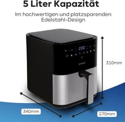 Airfryer 5 Liter met 8 Programma's en LED Display Zwart RVS — thumbnail 7