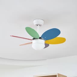Lindby - Plafondventilatoren met verlichting - 1licht - IJzer, acryl, multiplex - H: 42 cm - E27 - oranje, rood, blauw, groen, grijs, geel, wit — thumbnail 1