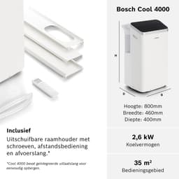 Bosch Cool 4000 - Mobiele Airco - 3-in-1: Airco, Ontvochtiger, Ventilator - 2,6 kW, 35m² — thumbnail 4