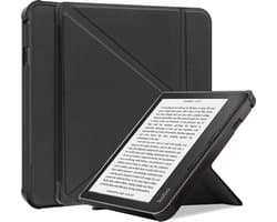 Hoes Geschikt voor Kobo Libra 2 - Luxe E-reader Trifold Case - Bescherm Hoesje Book Cover - Zwart
