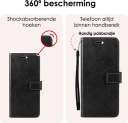 Hoesje - Met Pasjeshouder - Geschikt voor Samsung Galaxy A35 - Luxe Bookcase Portemonee - Flip Case - Kunstleer Book Case - Flipcase - Book Cover - Walletcase - Portemonneehoes - Zwart — thumbnail 4