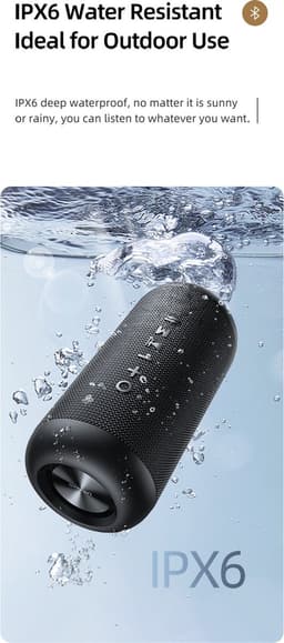 USAMS Waterdichte Draagbare Draadloze Speaker - 1800mAh - Zwart — thumbnail 2