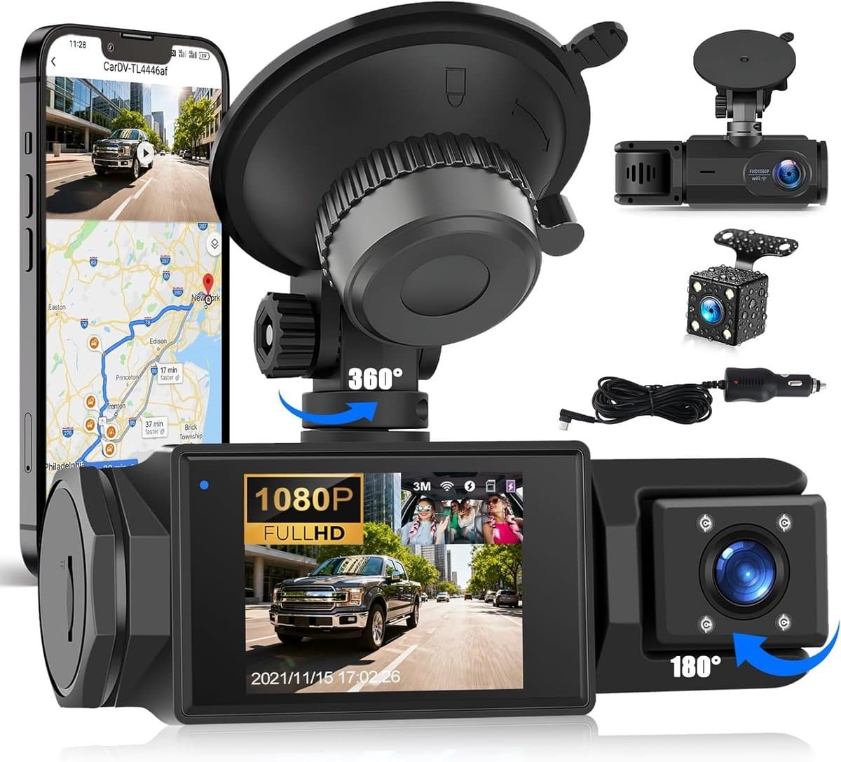 Dashcam voor Auto - 2,0 Inch - 1080p Full HD - Ingebouwde Wifi - Voor Alle Voertuigen — afbeelding 1