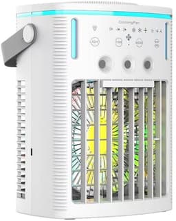 LISM-Draagbare airconditioner met 3 snelheden en 3 koelstanden, stille persoonlijke ventilator, waterreservoir van 1000 ml, verdampingskoeling, afstandsbediening, 7-kleurig indicatielampje, 8-uurs timer Geschikt voor slaapkamers, kantoren en auto's. — thumbnail 1