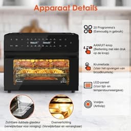 JCP® Airfryer met Stoom Functie - Airfryer met Stoomfunctie - Heteluchtfriteuse - Zwart - 46cm x 43cm x 37cm — thumbnail 5
