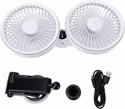 Autokoeler Dubbele Kop - Auto Ventilator - Rijcomfort Verhogen - 360 Graden Verstelbaar - 30x14x9 cm - Wit — thumbnail 4
