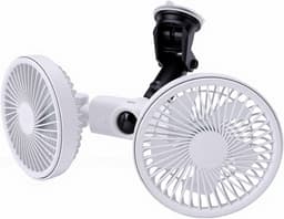 Autokoeler Dubbele Kop - Auto Ventilator - Rijcomfort Verhogen - 360 Graden Verstelbaar - 30x14x9 cm - Wit — thumbnail 1
