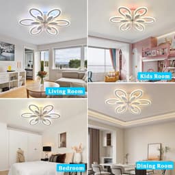 Ceiling Fan with Light Living Room RGB Dimmable Silent Ceiling Fan with Lights Modern Crystal Reversible 6 Speeds Bedroom White Lamp Fan Ceiling and Remote Control Timer — thumbnail 5