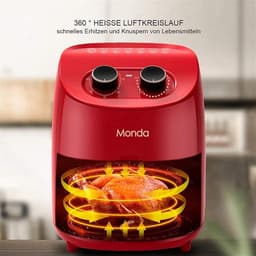 Airfryer - Heteluchtfriteuse - Gezond Koken - Snelle Hete Luchtcirculatie - 3.5 Liter - Rood — thumbnail 4