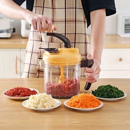 Keukenmachine Hakmolen - Handmatige Groentesnijder - Moeiteloos Ingrediënten Bereiden - 3 Versnellingsopties - 2500 Ml Capaciteit - Zilver — thumbnail 2