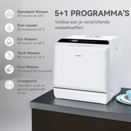 Tafelvaatwasser - Mini vaatwasser - Snel vaat reinigen - Met of zonder aansluiting - 4 couverts - Wit — thumbnail 5