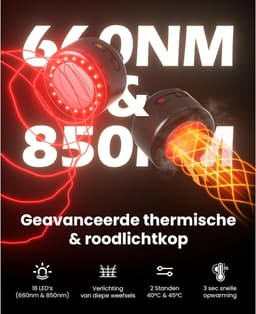 SnelShoppen - Ultra Massagepistool met Warmte & Infrarood Licht - Draagbaar Spierherstel met Verlengbare Handgreep, 6 Opzetstukken, USB-C, Voor Rug & — thumbnail 2