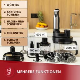 Keukenmachine - Keukenrobot mixer - Eten bereiden - 800W Krachtige Motor - 2 Liter Kom - Zwart — thumbnail 5