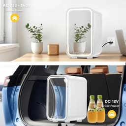 Mini-Koelkast 6L met Dimbare LED Spiegel - Koelen & Verwarmen - AC/12V DC - Voor Slaapkamer, Auto & Skincare - Wit — thumbnail 5