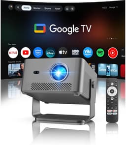 SnelShoppen - 4K Beamer met Google TV Stick, Native 1080P Projector, WiFi, Bluetooth, Autofocus, Trapeziumcorrectie, 15W Luidspreker voor Feesten, Cam — thumbnail 1