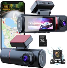 SnelShoppen - 4K Dashcam Auto - 3-in-1 Voor-en Achtercamera - WiFi & GPS - 3.5" Scherm - G-Sensor - Parkeerstand - Loopopname - 170° Breedhoeklens — thumbnail 1