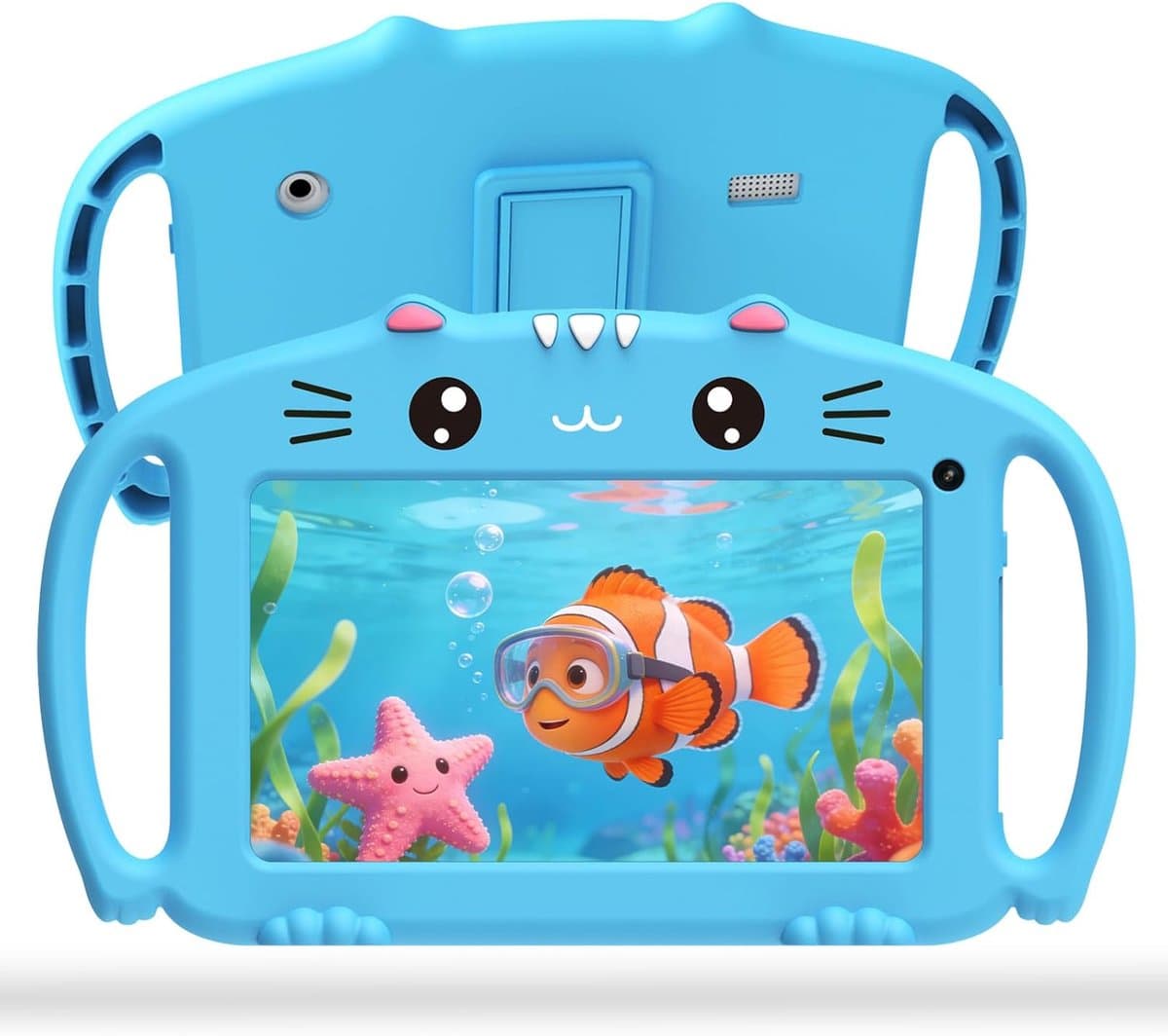 SnelShoppen - Kids Tablet 7 Inch Android met WiFi, Quad Core, 2GB RAM, 32GB ROM, Kindvriendelijke Siliconen Hoes, Voor Kinderen van 3 tot 14 Jaar, Bla — afbeelding 1