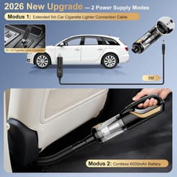 Draadloze Handstofzuiger - Auto Stofzuiger - Auto en Huis Reinigen - 27000Pa Krachtige Zuigkracht - 6000mAh Batterij - Zwart — thumbnail 4