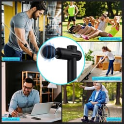 Mini-massagepistool - Zwart - Draagbaar - Met LCD-touchscreen en 8 massagekoppen - Voor Spieren en Ontspanning — thumbnail 3