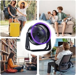 Kleine USB Ventilator - Draagbare Fan - Persoonlijke Koeling - 360 Graden Verstelbaar - 16.9x18.9x9.3cm - Paars Zwart — thumbnail 5