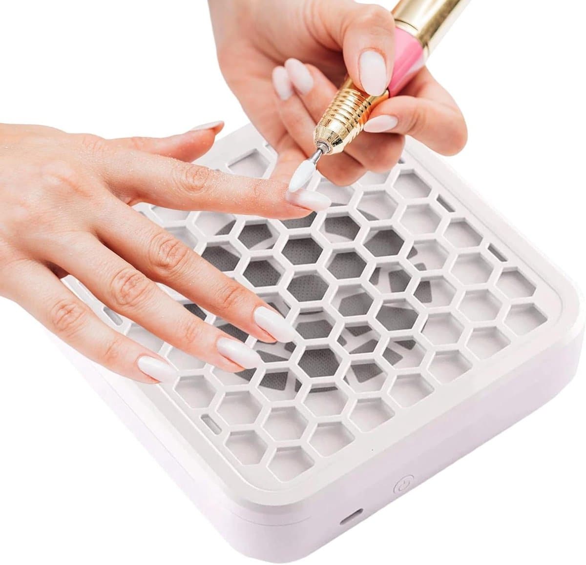 Nagelventilator Stofafscheider - Nagelstofzuiger Manicure - Stof Vangen - Afneembaar Filterkussen - 16 x 15 x 6 cm - Wit — afbeelding 1