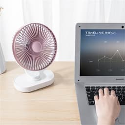 Oplaadbare bureauventilator – ventilator - Stille, draadloze miniventilator – 4 snelheidsstanden – Automatische oscillatie (90°) – Accu met hoge capaciteit (4000 mAh) – Draagbaar, opladen via USB — thumbnail 4