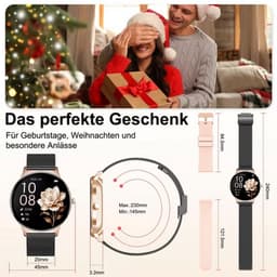 FOSMET Smartwatch Dames - Ultradun - 1,56" AMOLED Display - 20 Dagen Batterijduur - IP68 + 5ATM Waterdicht - 150+ Sportmodi - Bluetooth Bellen - SpO2 - Hartslagmeter - Bloeddrukmeting - Slaapmonitor - Notificaties - iOS/Android - Cadeau voor Vrouwen — thumbnail 3
