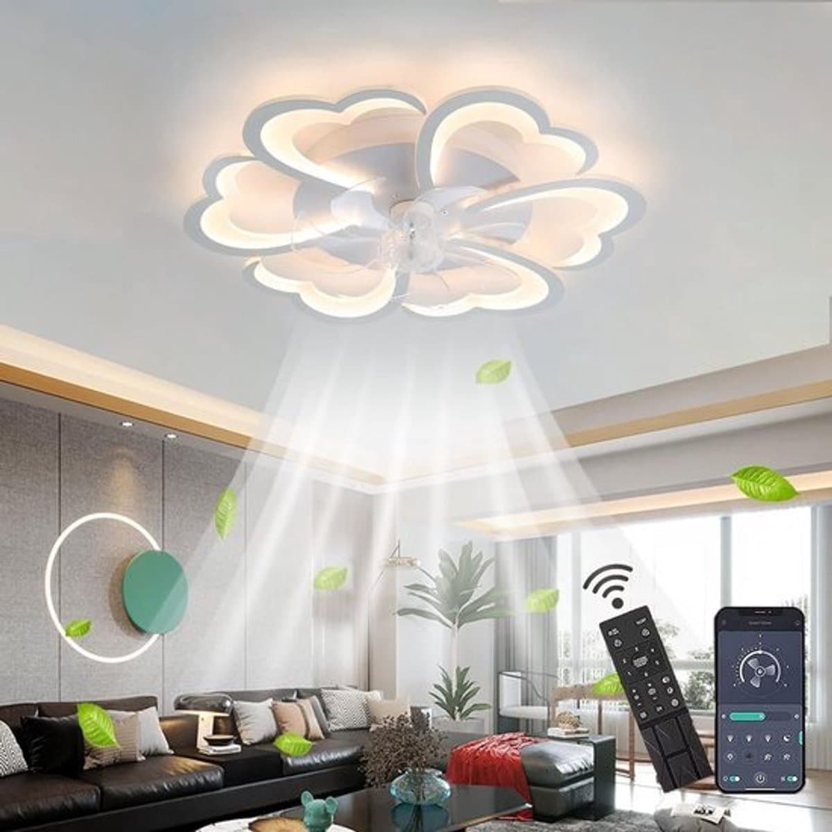 Plafondventilator met Verlichting - Plafonniere - Plafondarmatuur - licht oplossing — afbeelding 1