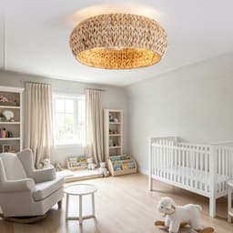 COVREO Plafondlamp met ventilator 50 x 50 x 20 cm koperkleur rattan - app en afstandsbediening - 6 standen — thumbnail 5