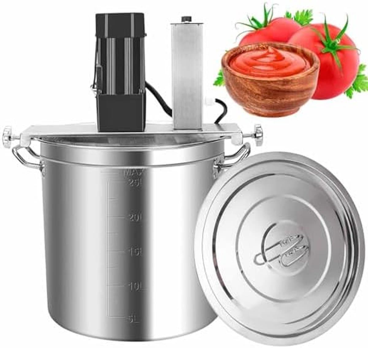 Keukenmixer Automatisch - Voedselmixer Roerbak - Grote Porties Mengen - Dubbellaags Roersysteem - 40 Liter - Zilver — afbeelding 1