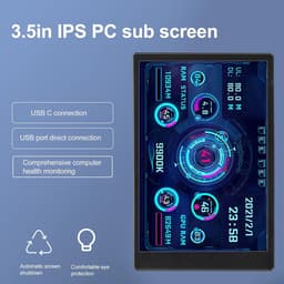 SnelShoppen - 3.5" IPS USB Mini Scherm, PC Sensor Paneel Display, 320 x 480 Computer Temperatuur Monitor, Draagbaar PC Temperatuur Display voor CPU RA — thumbnail 4