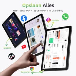 SnelShoppen - 10 Inch Tablet Android 15 met Case, Unisoc T30 Quad-Core, 18GB RAM, 128GB ROM, 1TB Uitbreiding, 1280x800 HD Scherm, 5MP + 8MP Camera, 60 — thumbnail 5