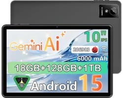 SnelShoppen - 10 Inch Android 15 Tablet - Octa-Core, 18GB RAM, 128GB ROM (1TB TF), IPS 1280x800, 5MP+8MP Camera, WiFi 5G, 6000mAh, Face ID, Google Cer