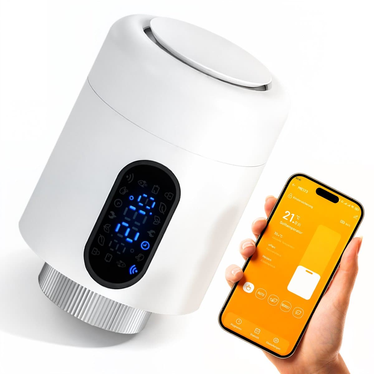 WiFi Radiatorthermostaat met App-bediening en 7 Ventieladapters – Wit – 1 stuk — afbeelding 1