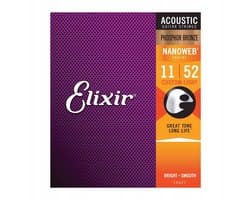 Elixir Strings NANOWEB - Akoestische Gitaarsnaren - Phosphor Bronze - Custom Light Gauge - 11-15-22-32-42-52