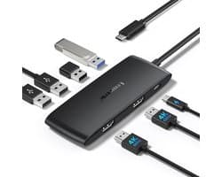 Lemorele TC510 – 7-in-1 USB-C Docking Station – Dual HDMI 4K@60Hz – 100W PD Opladen – USB 3.0 & 2.0 Multiport Hub – Voor MacBook, Dell, HP & Lenovo Laptops (Zwart)