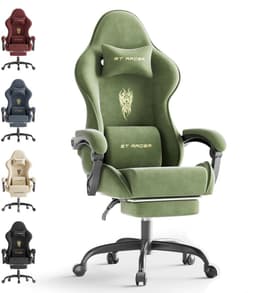Soontrans Ergonomische Gamingstoel, Gamingstoel, Ademende Bureaustoel Gemaakt van Hoogwaardige Stof, Computerstoel Met Verstelbare Hoofdsteun en Lendenkussen, Armleuningen, Voetsteun, Race-PC-Stoel, Groen — thumbnail 1