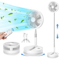 Stille Oscillerende Ventilator met Afstandsbediening - 9 Inch Mini-USB Tafelventilator met Timer - Draagbare Ventilator voor Slaapkamer, Kantoor en Camping — thumbnail 3