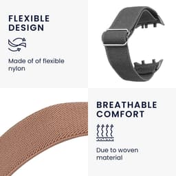 kwmobile Horlogebandjes geschikt voor Huawei Watch D2 - 2 x Nylon Smartwatch bandje in donkergrijs / oudroze. — thumbnail 3