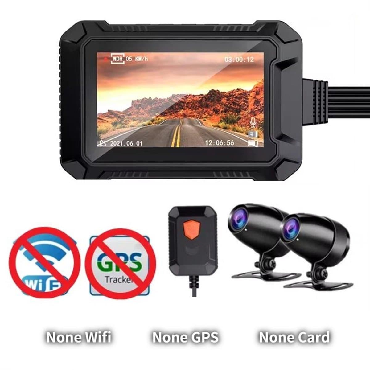 Motorfiets DVR Voor- en achter dual channel rijvideorecorder zwarte doos — afbeelding 1