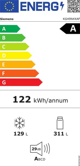 Siemens iQ500 KG49N4XAF koel-vriescombinatie Vrijstaand 440 l Zwart — thumbnail 2