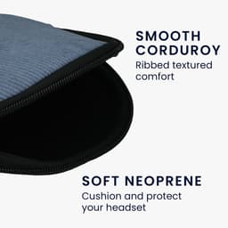 kwmobile headset case geschikt voor Anker Soundcore Q20i hoes - 22,5 x 17 cm - Koptelefoon cover met rits - Neopreen en ribfluweel - In vintage blauw — thumbnail 4