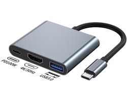 QTTVBTNA -USB C Hub 3-in-1 – HDMI 4K, USB 3.0 5Gbps, 60W PD Opladen – Multiport Adapter voor Laptop & Tablet