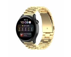 By Qubix - Geschikt voor Garmin bandje - Geschikt voor Garmin Venu 4 - 45mm - Stalen schakelband - Goud - Smartwatch bandje 22mm