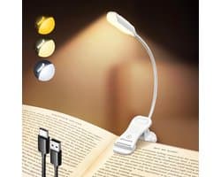 Klem-leeslamp met 10 LED lichten, 3 kleurniveaus en 3 helderheden - Oplaadbaar tot 80 uur, ideaal voor boekenliefhebbers