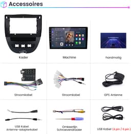 Awesafe Carplay Autoradio Geschikt Voor Toyota Aygo Citroen C1 PEUGEOT 107 2005-2014 - Android14 - 2GB RAM + 64GB ROM - Draadloos CarPlay & Android Auto - Bluetooth & WiFi - GPS Navigatie — thumbnail 5