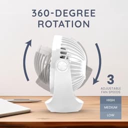 Krachtige USB Bureauventilator met 360° Draaibaarheid - Mini Ventilator met 3 Snelheden, Stil en Compact voor Thuis en Kantoor — thumbnail 2